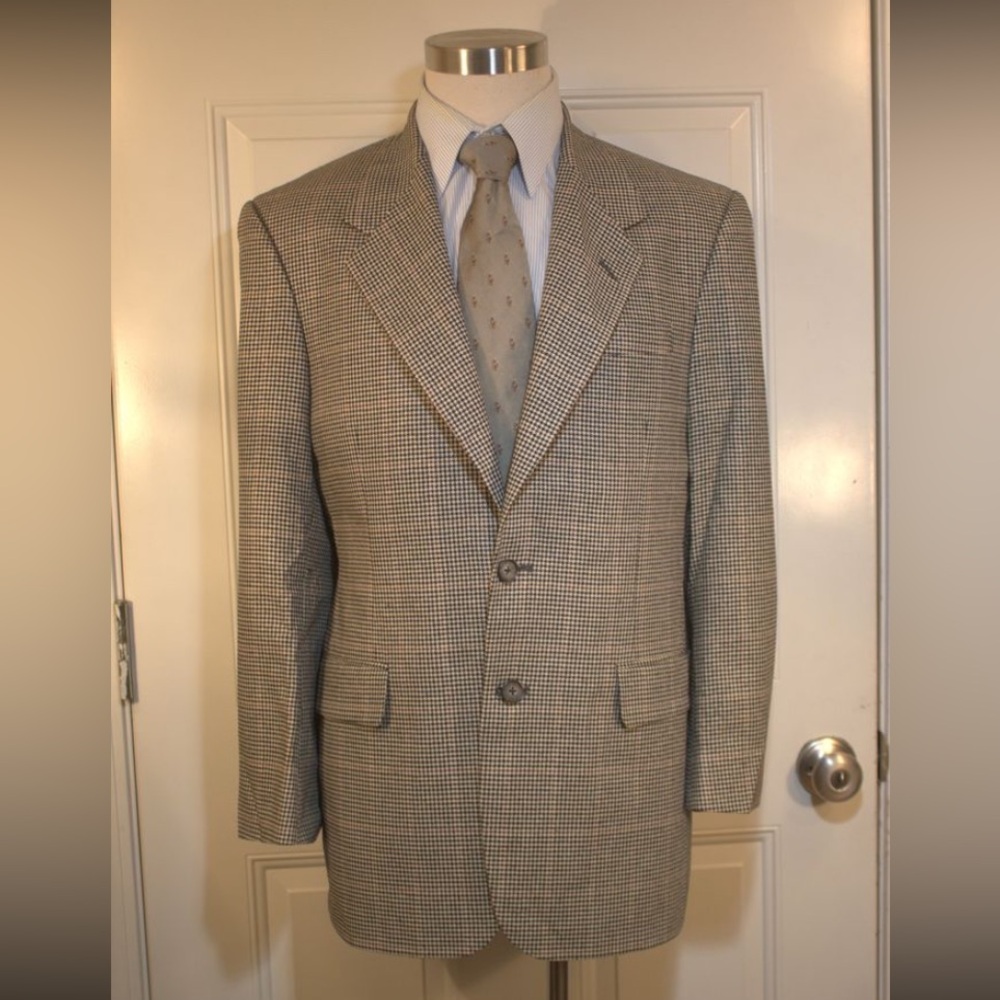 Vintage TOM JAMES INNOCENTI Houndstooth Blazer Sport Coat 42R